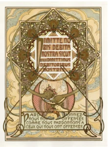 Le Pater, Alphonse Mucha &ndash; ilustrație pentru versul &bdquo;Și ne iartă nouă greșelile noastre&rdquo; 