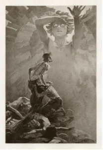 Le Pater, Alphonse Mucha &ndash; ilustrație pentru versul &bdquo;Și ne iartă nouă greșelile noastre&rdquo; 