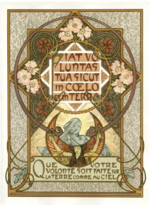 Le Pater, Alphonse Mucha &ndash; ilustrație pentru versul &bdquo;Precum &icirc;n cer, așa și pe păm&acirc;nt&rdquo; 